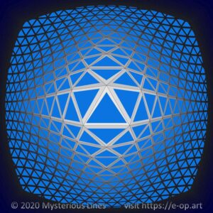 Special style E-OP ART with a triangle based grid, mixing elements of the Vega style and the Hexagon style.
